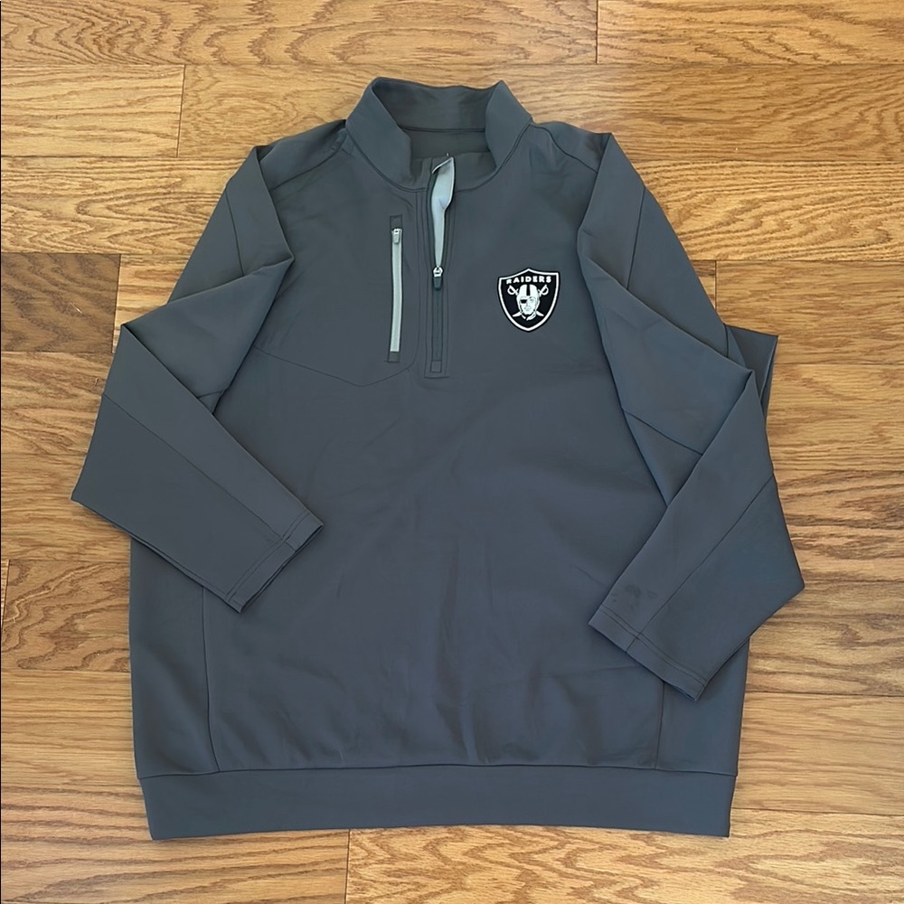 Men’s 3XL Tall Raiders Gray Quarter-Zip Pullover